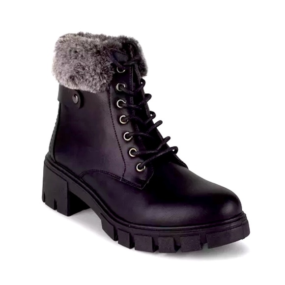 Wanted Quicksand Lace Up Faux Fur Women’s Size 8.5 Lug Sole Combat Black Boots - Picture 8 of 16